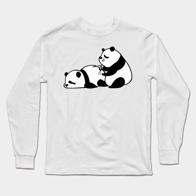 Love Hurts Panda Long Sleeve T-Shirt by huebucket